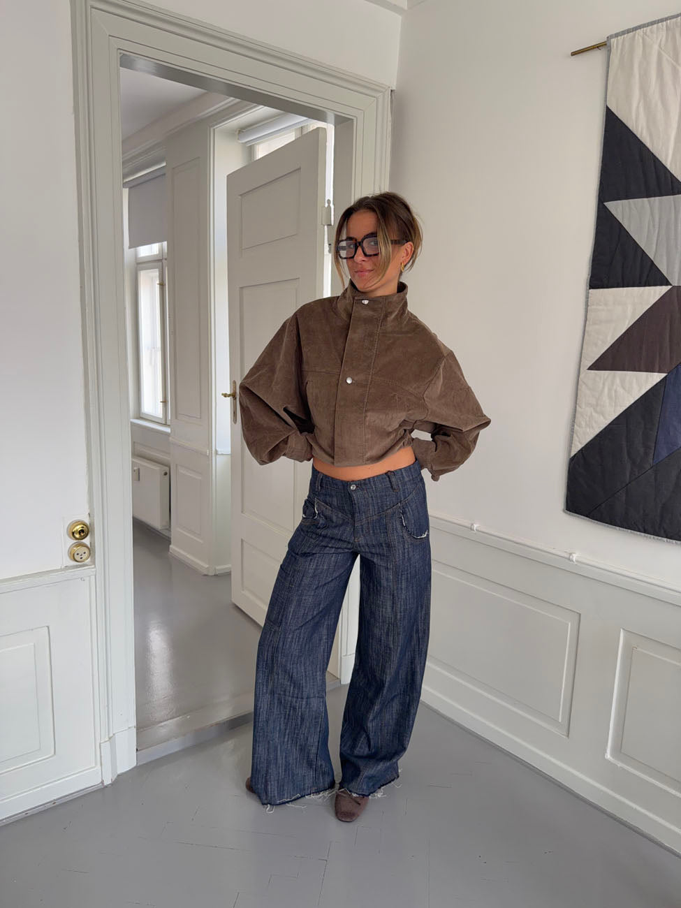 Olive jeans with details - Navy