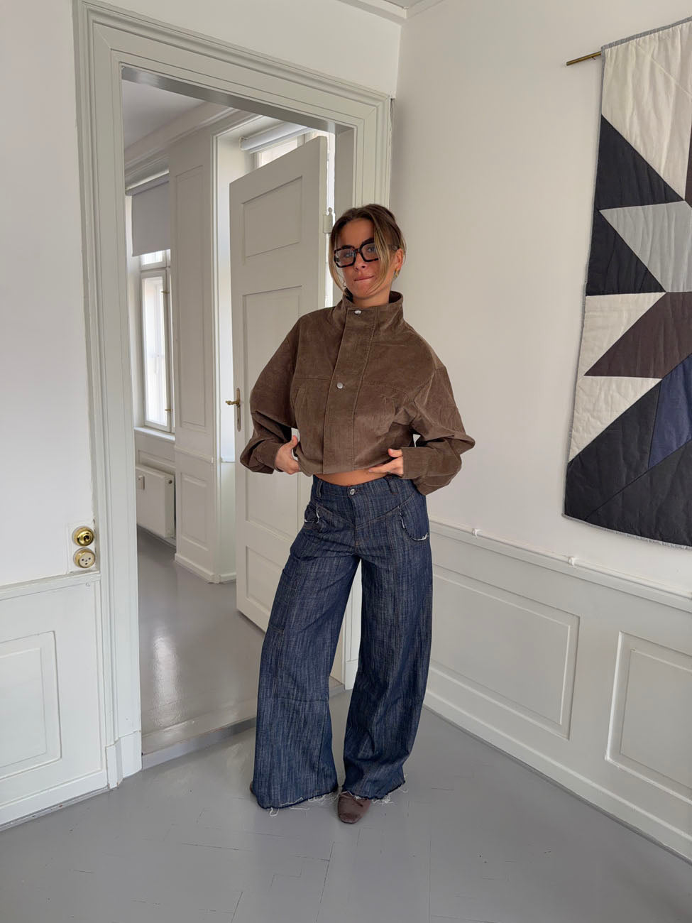 Olive jeans with details - Navy