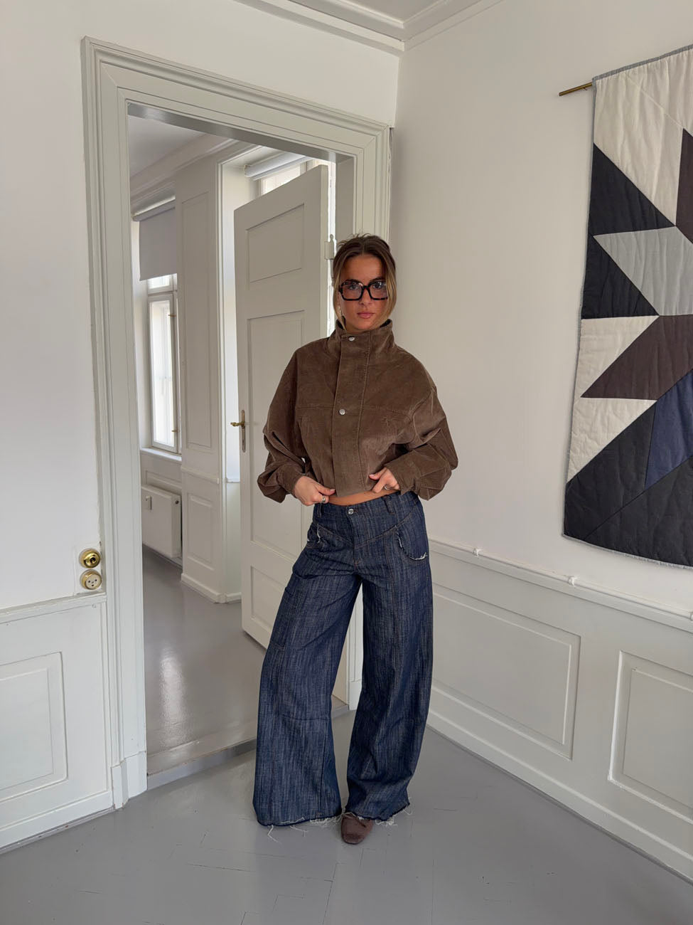 Olive jeans with details - Navy