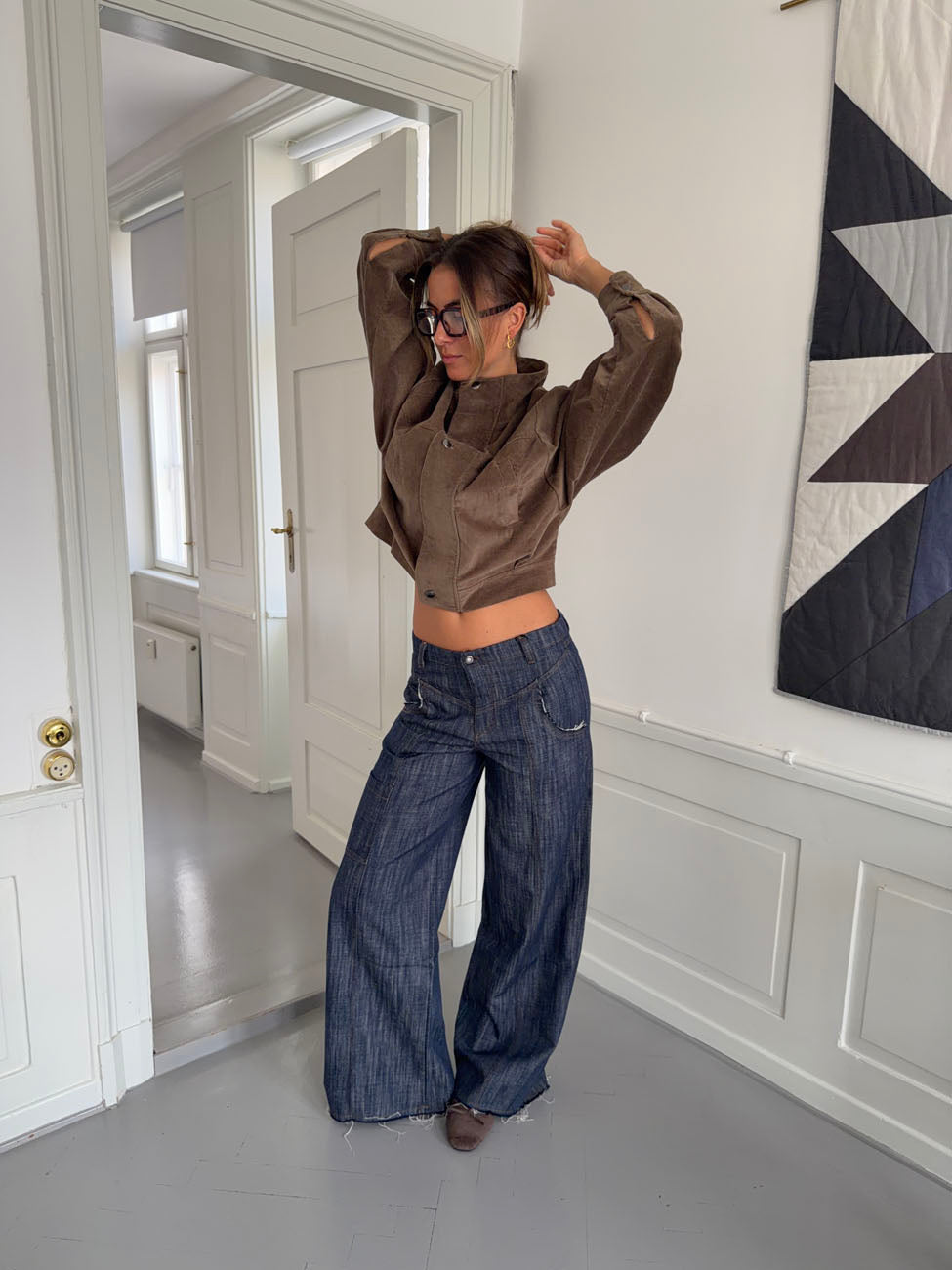 Olive jeans with details - Navy