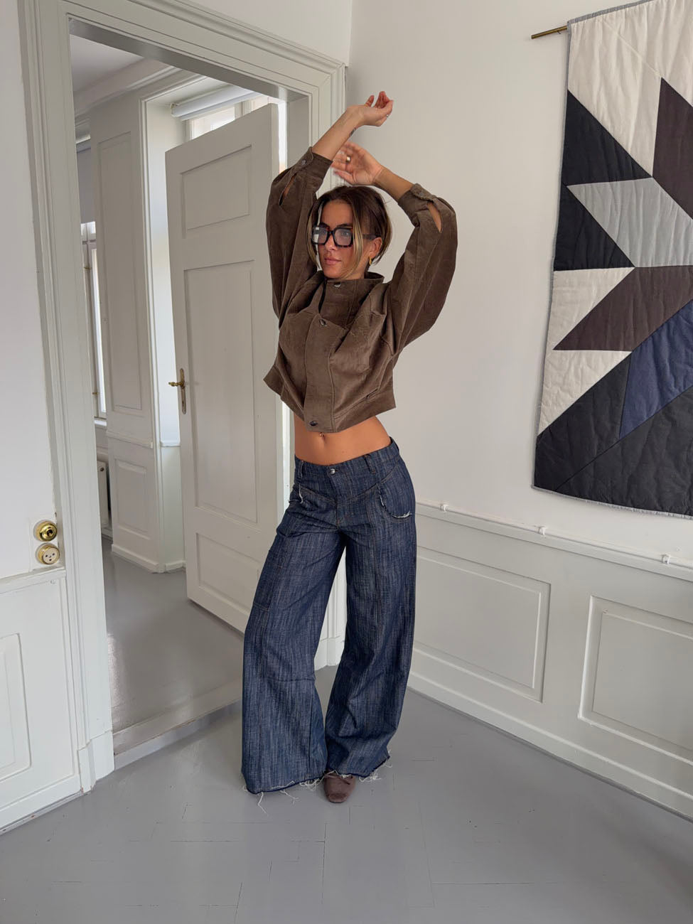 Olive jeans with details - Navy