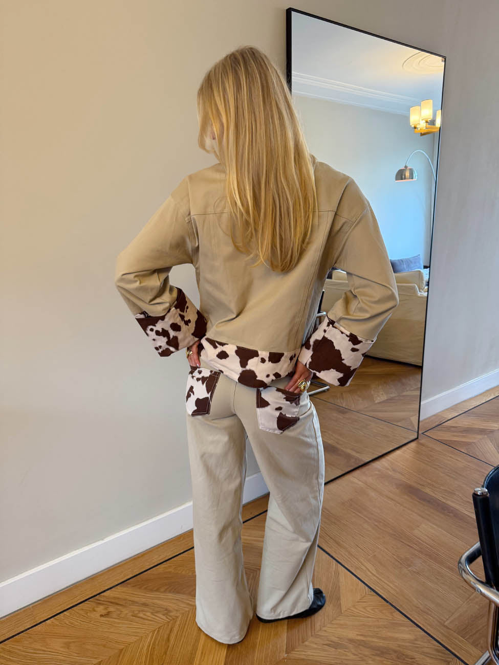 Scandivv jeans with cow print - Beige