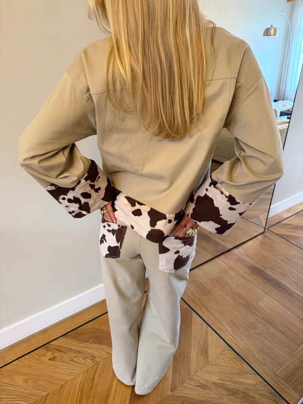 Scandivv jeans with cow print - Beige