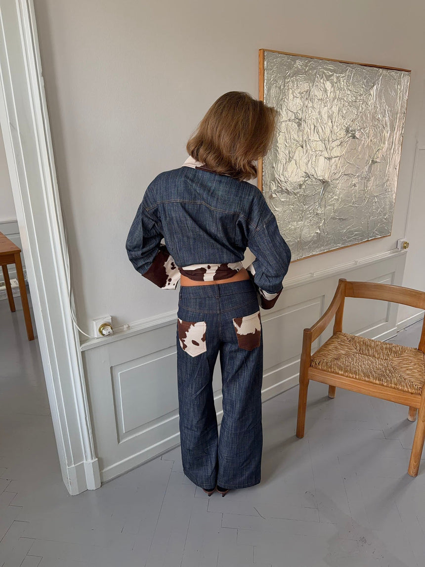 Suivinia jeans with cow print - Blue