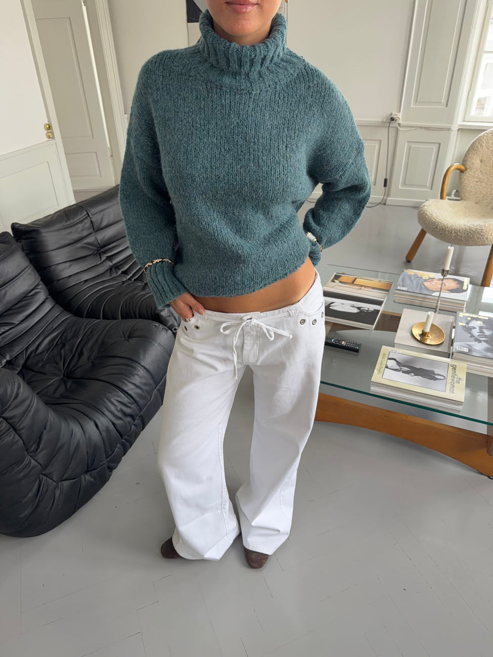 Kenny jeans with metal rings - White
