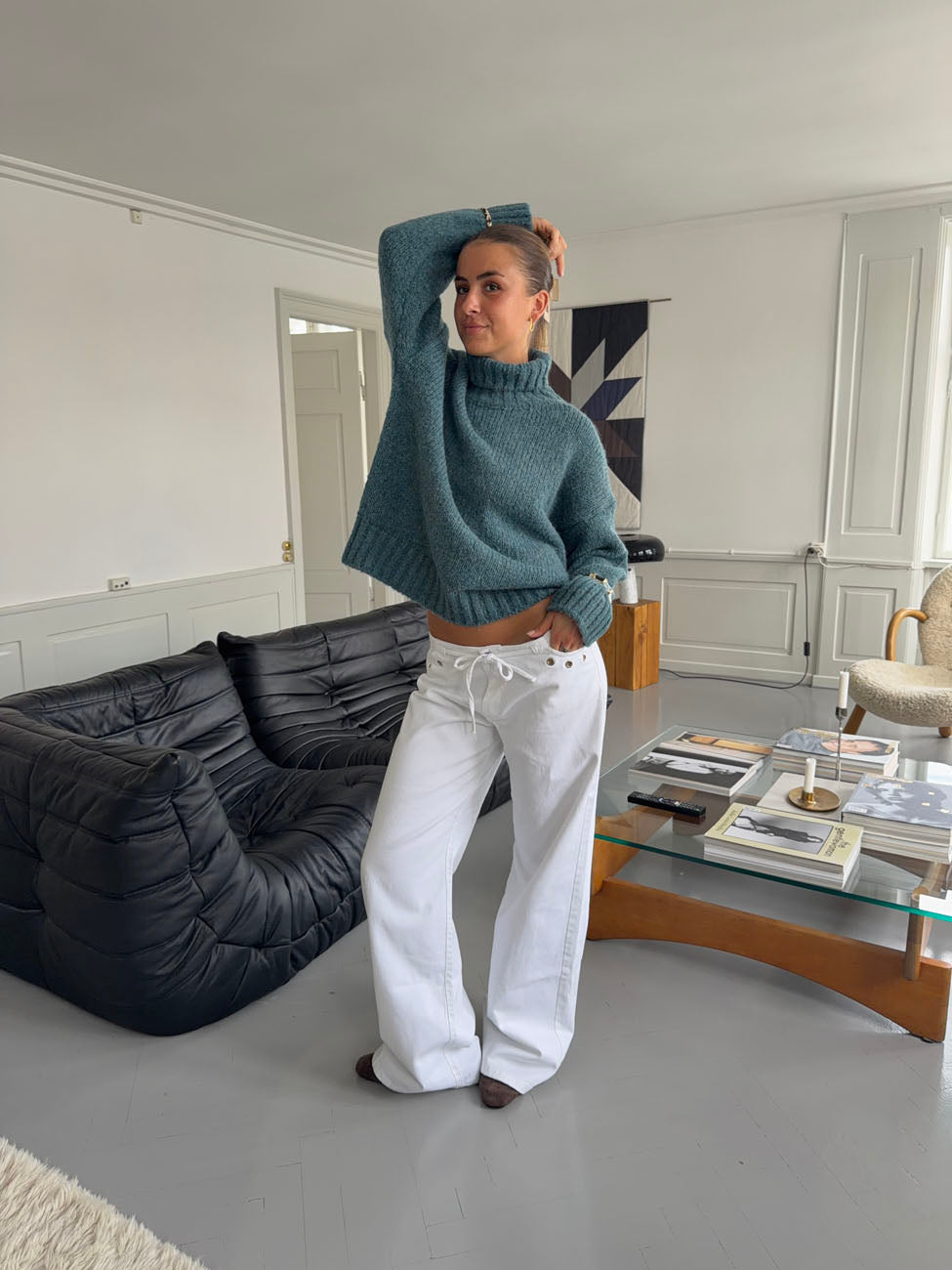 Kenny jeans with metal rings - White