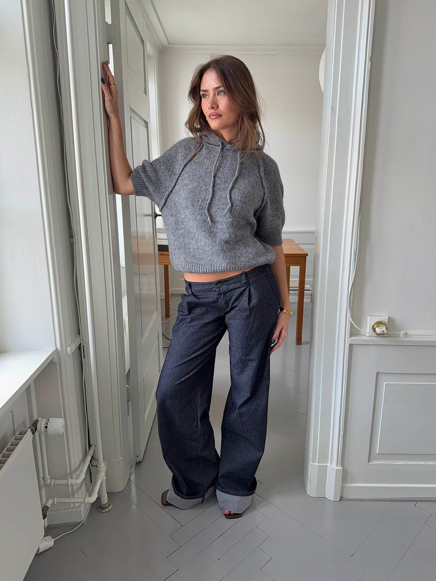 Demi jeans with folded cuffs - Dark denim