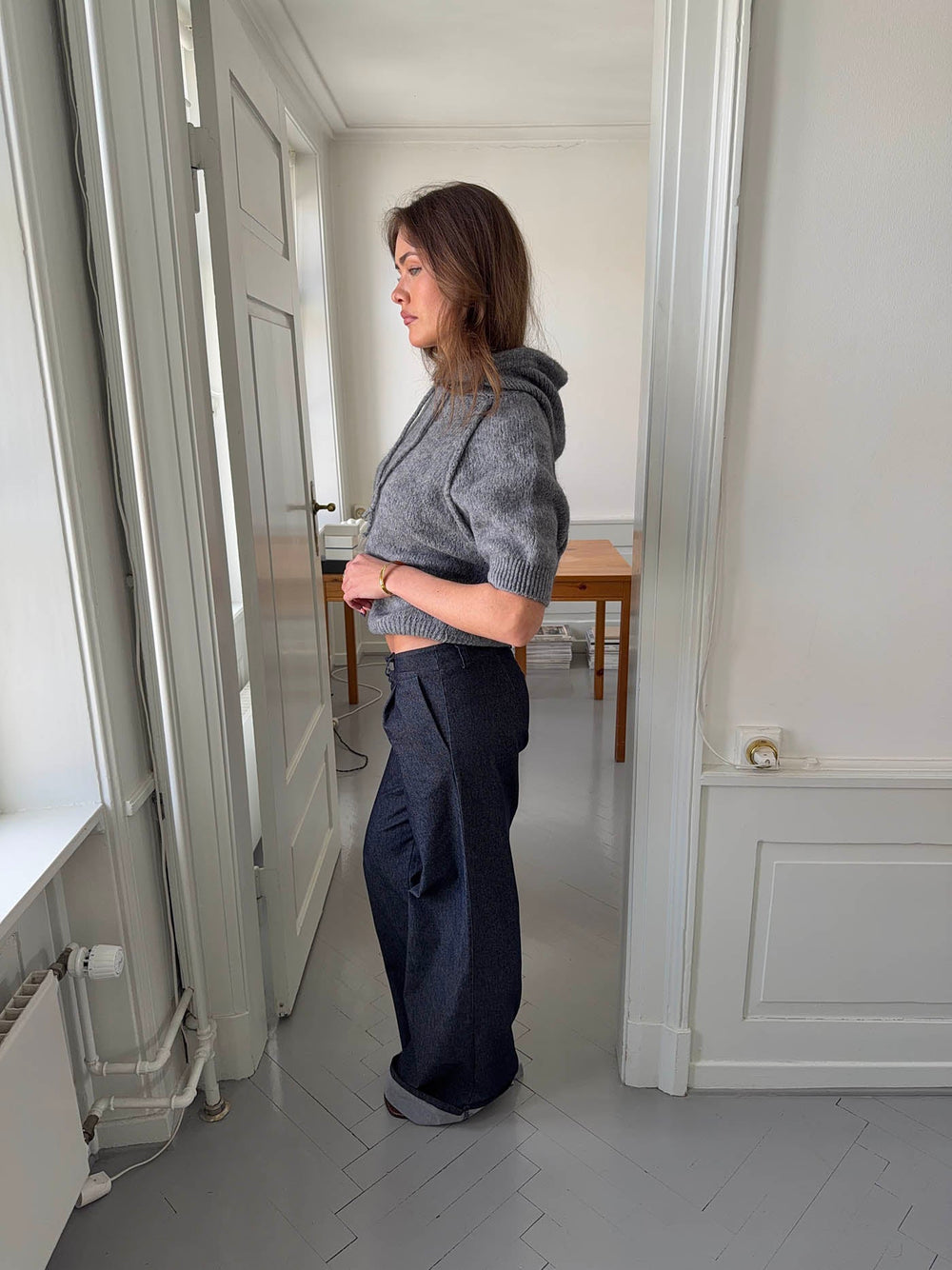 Demi jeans with folded cuffs - Dark denim
