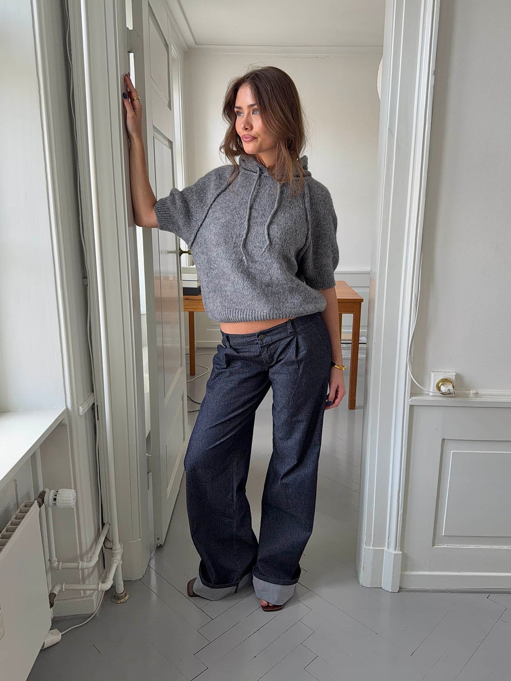 Demi jeans with folded cuffs - Dark denim