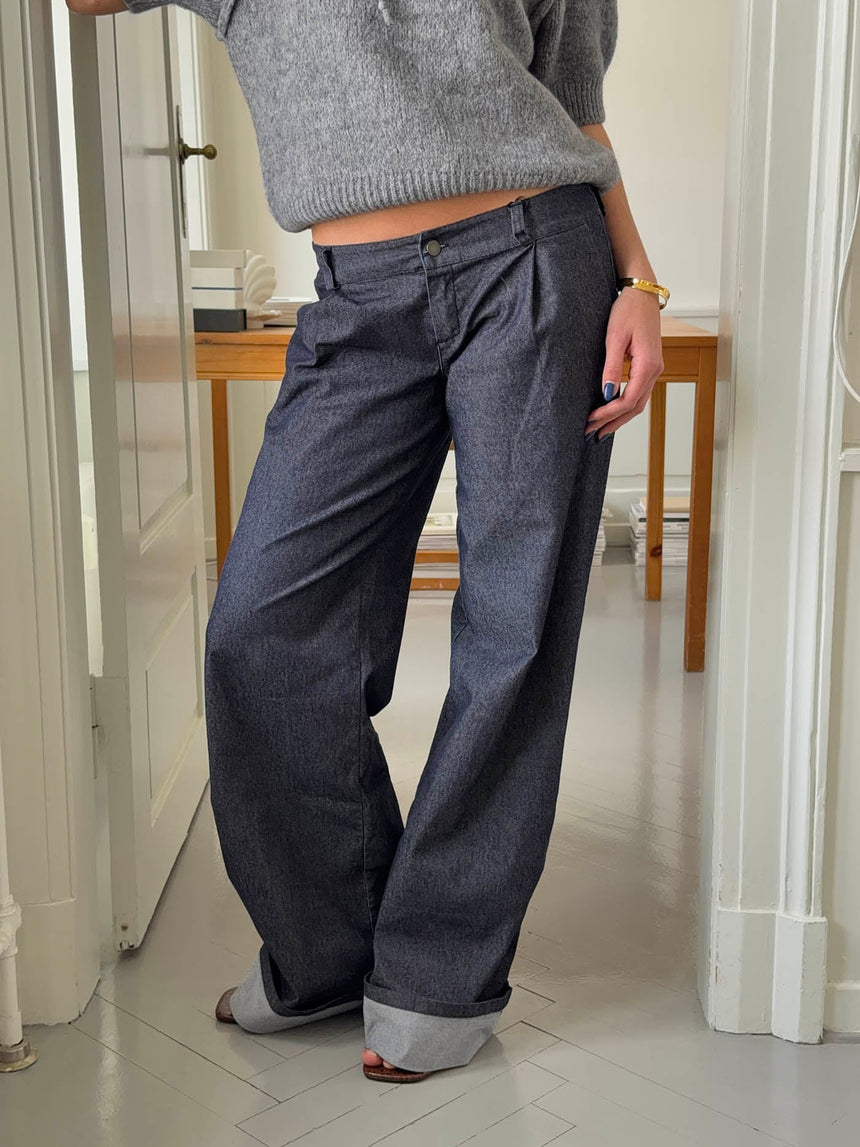 Demi jeans with folded cuffs - Dark denim