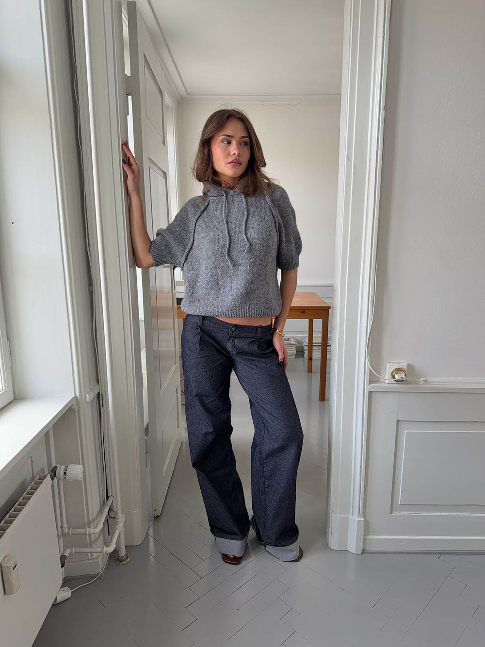 Demi jeans with folded cuffs - Dark denim