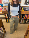 Taya jeans with buckle details – Sage green