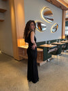 Miana maxi satin dress - Black