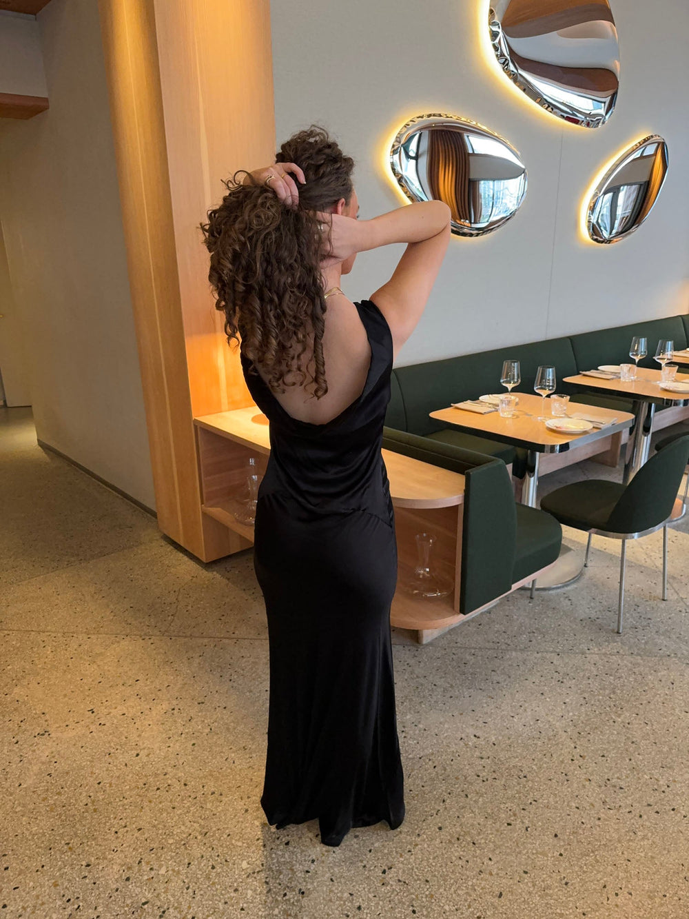 Miana maxi satin dress - Black