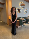 Miana maxi satin dress - Black