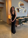 Miana maxi satin dress - Black