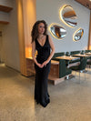 Miana maxi satin dress - Black