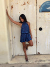 Kaiana dress with an open back – Blue