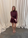 Tommeline polka dotted dress with tie – Burgundy
