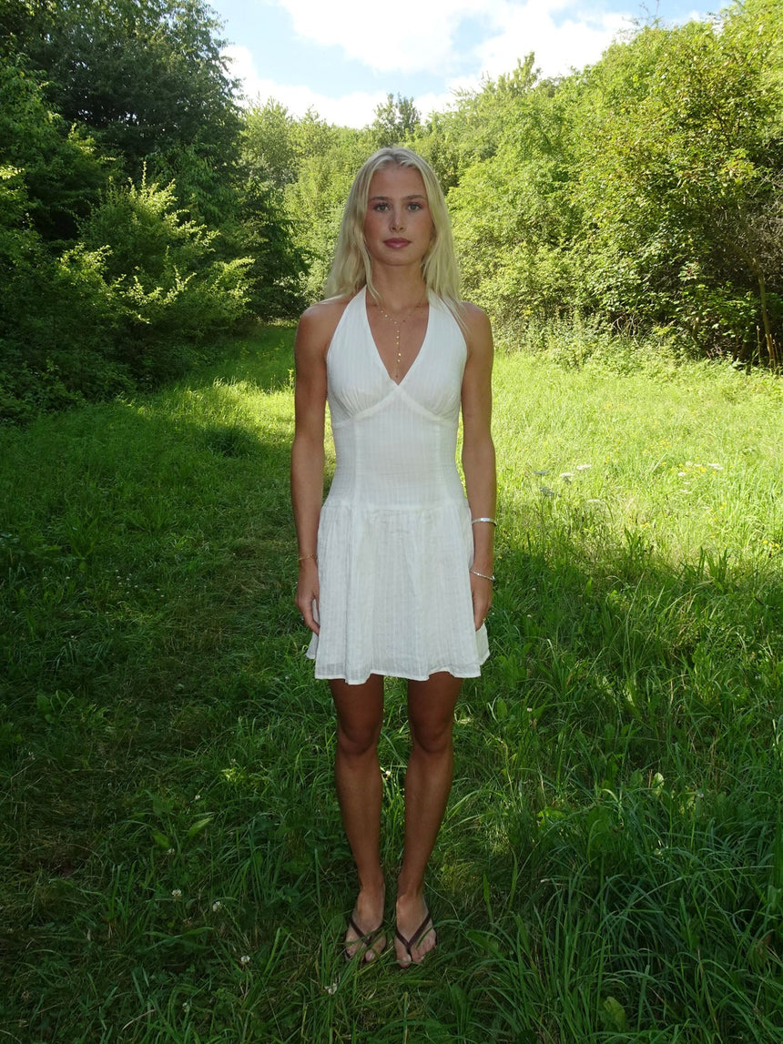Zosia dress with tie detail – White
