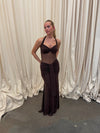 Lotina dress with tie detail - Brown