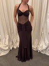 Lotina dress with tie detail - Brown