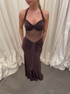 Lotina dress with tie detail - Brown