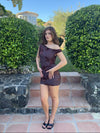 Avina dress with flowers - brown