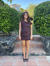Avina dress with flowers - brown