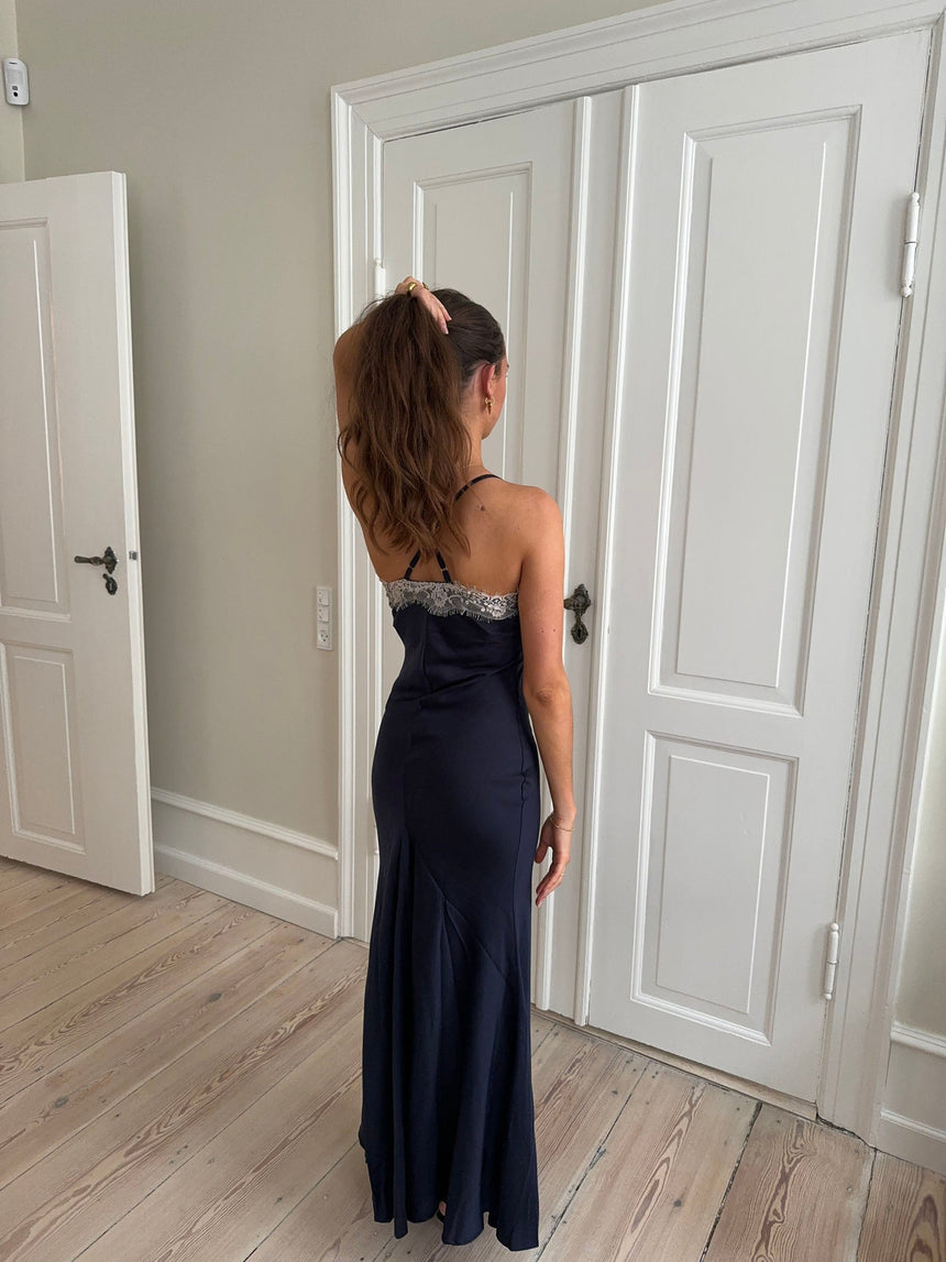 Tena dress with lace details - Navy/white