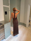 Tulla dress with lace pattern - Brown