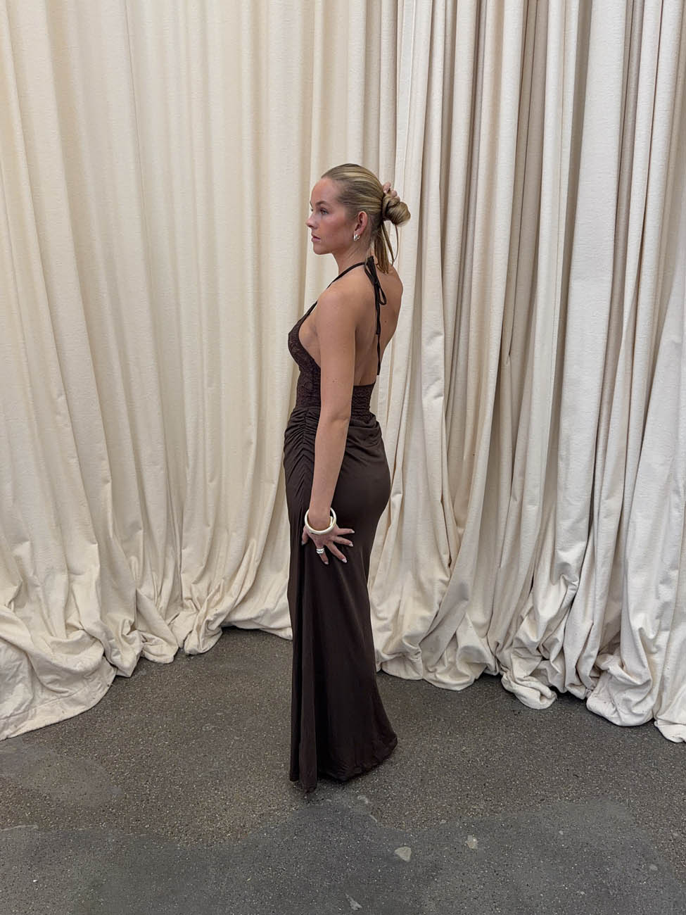 Camillene dress with lace - Brown