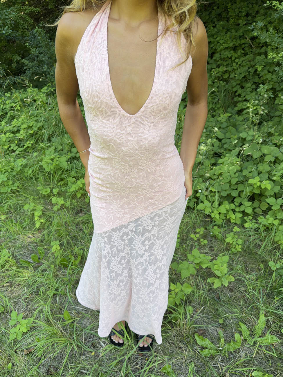 Tulla dress with lace - Light pink