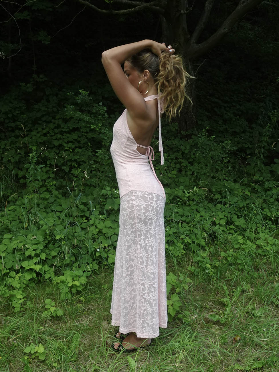 Tulla dress with lace - Light pink