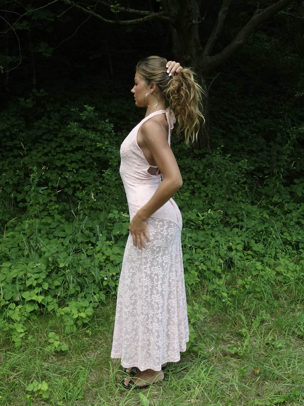 Tulla dress with lace - Light pink