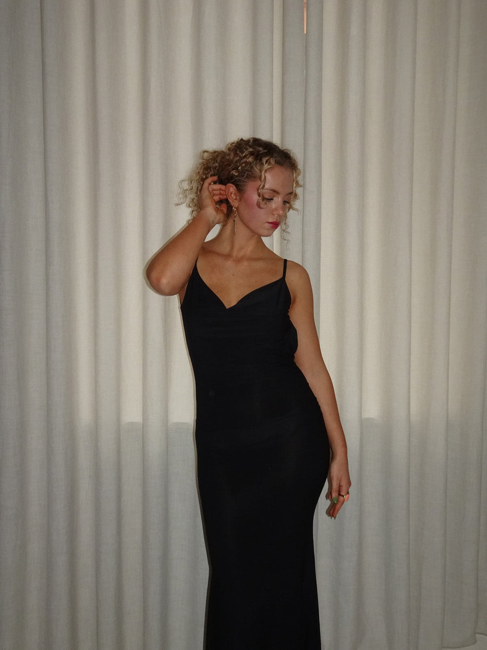 Marajana dress with deep lace back - Black