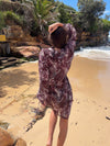 Rose dress with ruffles - Purple/white