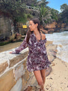 Rose dress with ruffles - Purple/white
