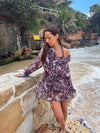 Rose dress with ruffles - Purple/white