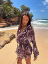 Rose dress with ruffles - Purple/white