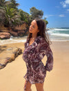 Rose dress with ruffles - Purple/white