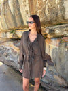 Rose dress with ruffles  – Dark Brown