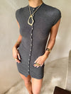 Scandivv dress with buttons - Grey