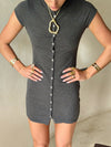 Scandivv dress with buttons - Grey