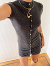 Scandivv dress with buttons - Grey