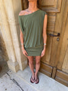 Isolana dress with one-shoulder detail - Green