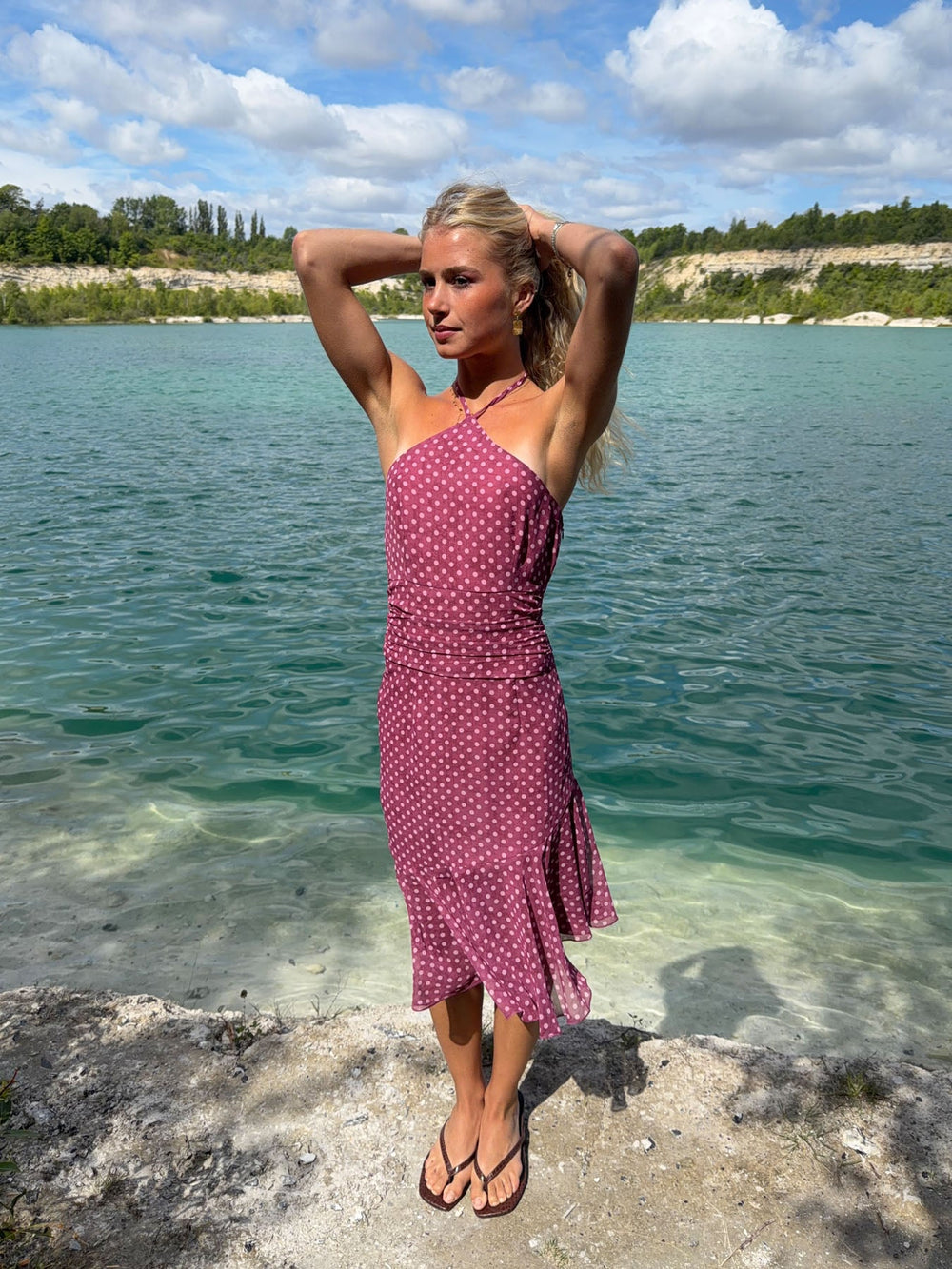 Melisanna dress with polka dots – Magenta/light pink