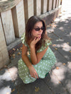 Luna dress with polka dots - Green/white