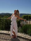 Lolana dress with polka dots – White/red