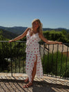 Lolana dress with polka dots – White/red